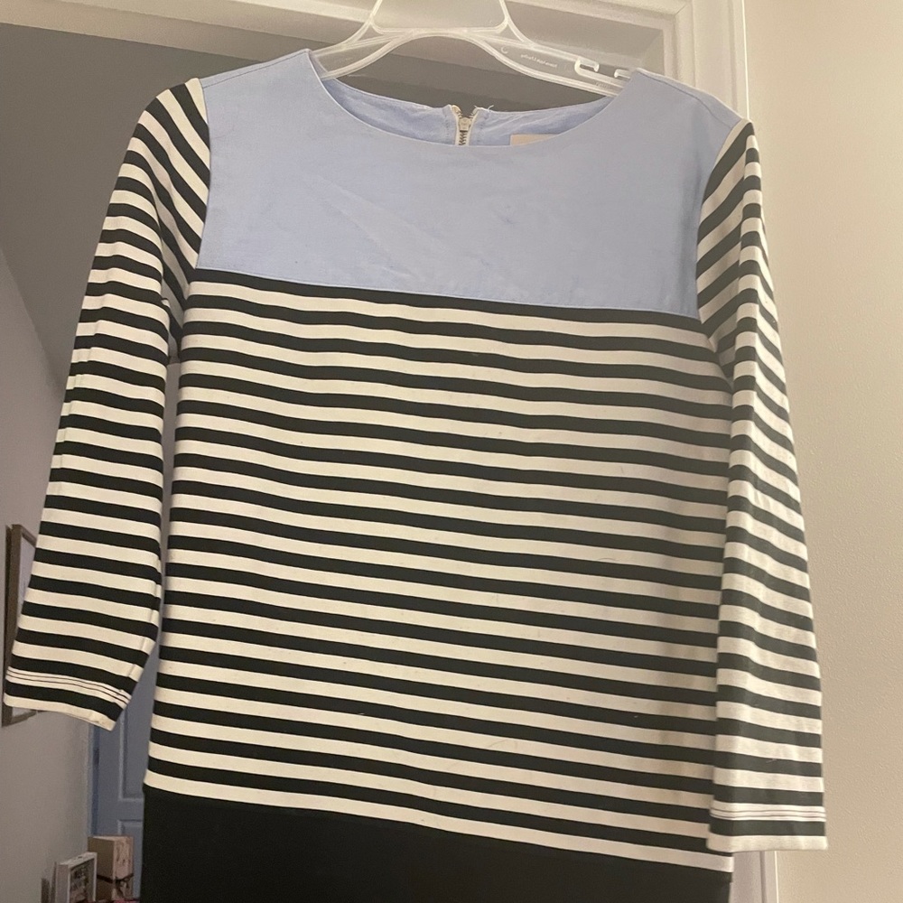 LOFT Striped Dress with Blue Accent
